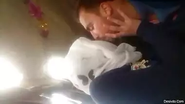 arab Hijab girl with boy playing in pussy