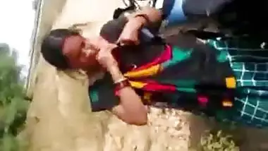 Teen caught having outdoor fun with lover near motorcycle in Desi mms clip