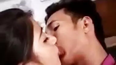 Girl kisses her XXX partner who films a sex movie about the making out