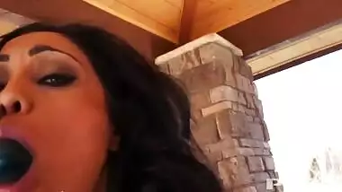 Outside with Indian MILF Goddess naked Priya Rai and her giant glass toy