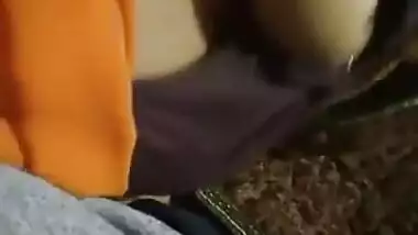 Newly married Wife big boobs pressed by husband