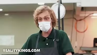 Reality Kings - JMac Fucks Petite Kimmy Kimm Behind The Supermarket Counter As She Keeps Working