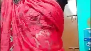 Minu Roy Red Saree Transparent Navel and Back, Married, Bigo ID inside Video