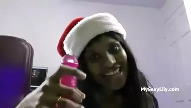 Indian Horny Lily Special Christmas Gift Natural Big Boobs babe With Dirty Hindi Audio