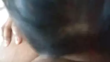 Semi-nude maid sucking dick like a pro