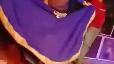 Two slim Desi teens seductively dance during XXX show under the tent