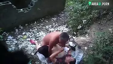 Mature aunty caught fucking with local guy outdoor In jungle, desi xxx mms