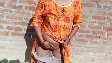 Desi MILF plays with tits and stepson fucks her XXX slit by the wall