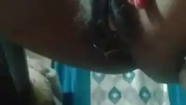 There is no penis and the Indian aunty has to masturbate hairy pussy