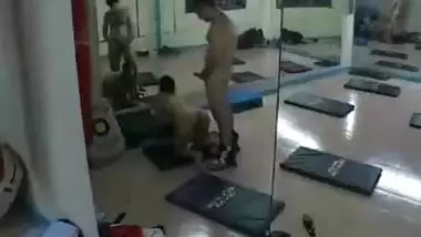 Desi hot wife seduced by muscular gym instructor and riding him in gym